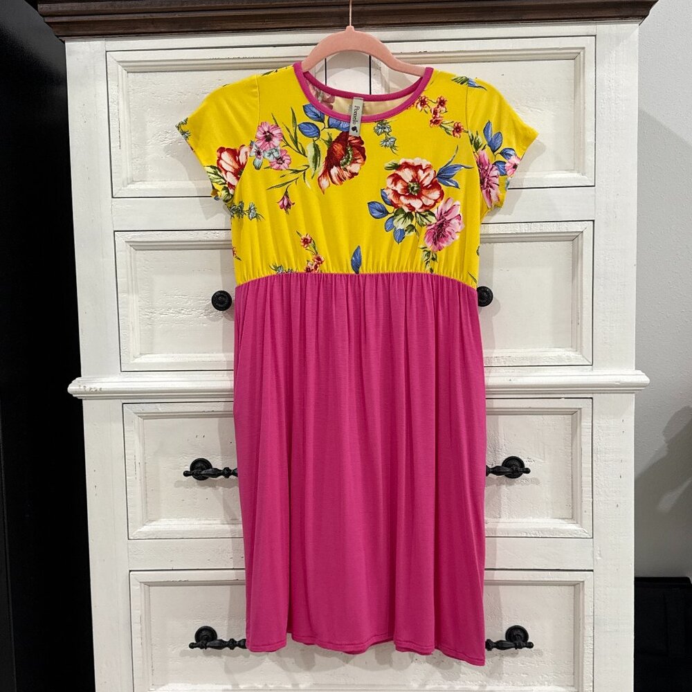 POMELO Girls Tween Floral Pocket Dress Size LARGE